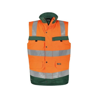 Bilbao Warnschutz Weste, neonorange/flaschengrün, Größe XS
