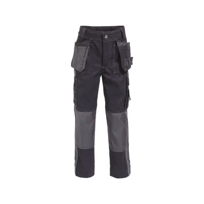 Seattle Kids Zweifarbige Arbeitshose mit Holstertaschen, schwarz/zementgrau, Schrittlänge Standard, Größe 164