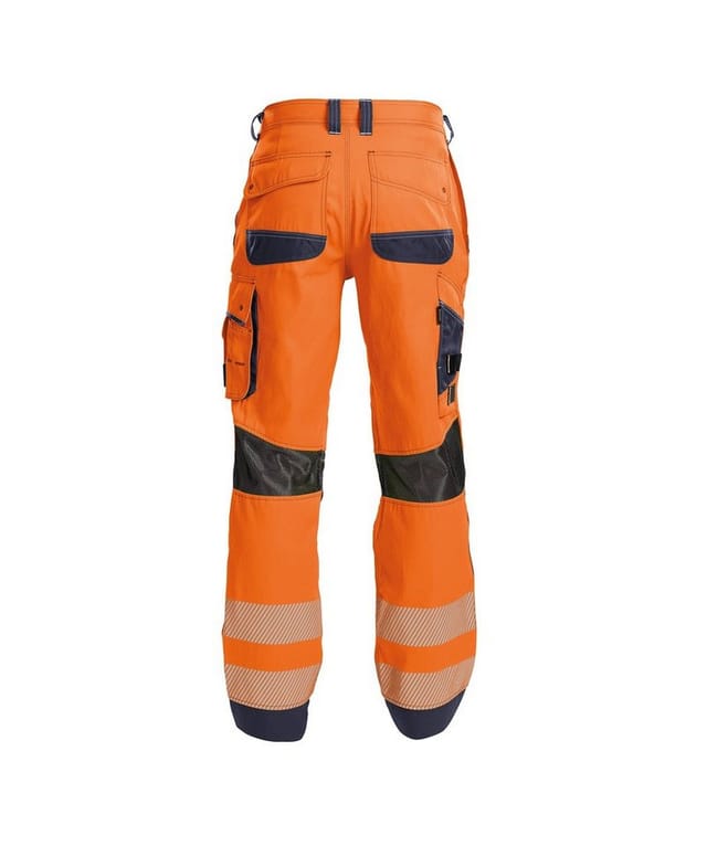 Odessa Sommer Warnschutzhose mit Kniepolstertaschen, neonorange/dunkelblau, Schrittlänge Standard, Größe 54