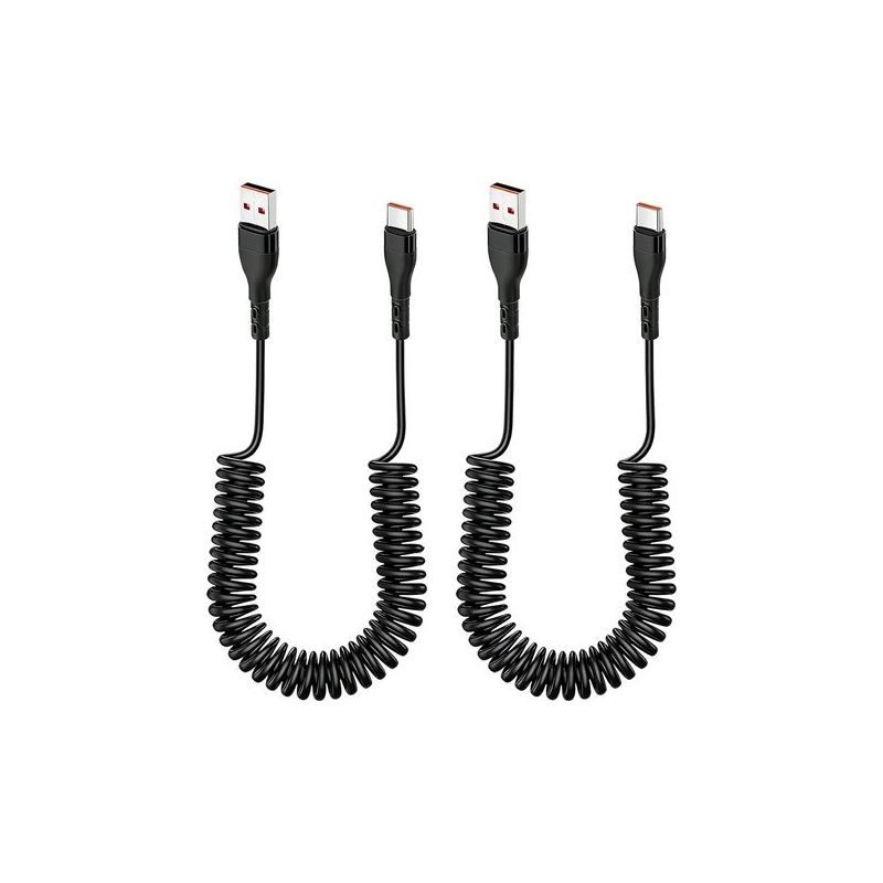 2er-packung 1,8 M Lange Spiralförmige Usb-c-kabel, Usb-a-zu-usb-c-spiralkabel, Kompatibel Mit Galaxy S24, S23, S22, S2, Huawei P20/p30 Und Android-geräten
