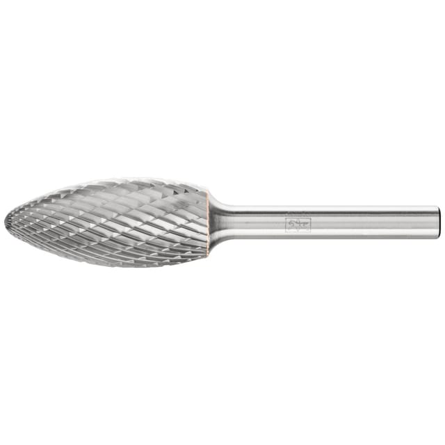 Hartmetall Frässtift Flamme B Ø 16x35 mm Schaft-Ø 6 mm Z3P universal mittel kreuzverzahnt