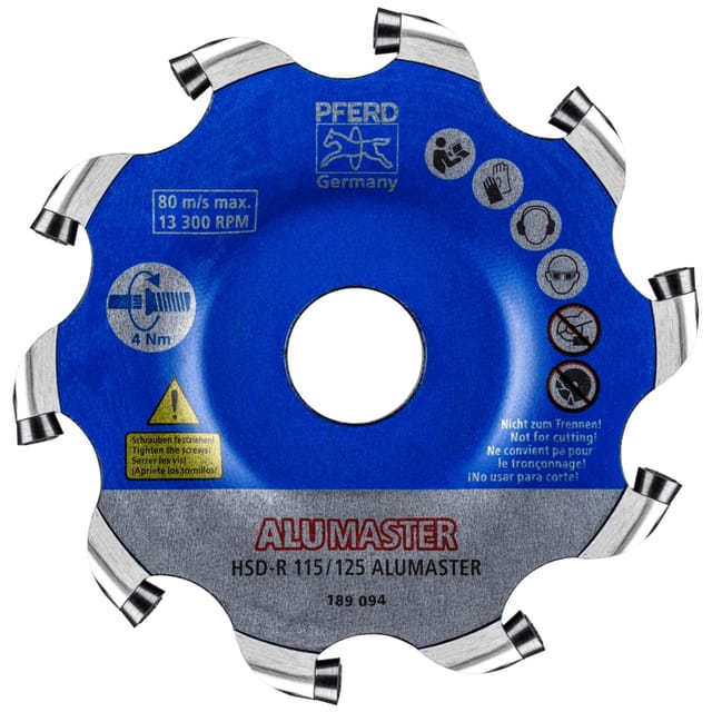 Hochleistungsfrässcheibe ALUMASTER R Ø 115 mm für Winkelschleifer Alu Bearbeitung HICOAT