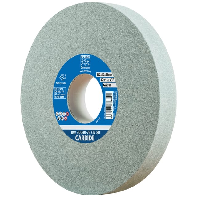 Schleifbockscheibe Ø 300x40mm Bohrung-Ø 76 mm SiC80 für harte Materialien z.B. Hartmetall