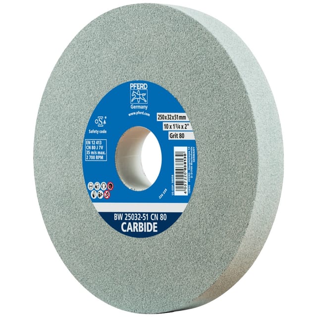 Schleifbockscheibe Ø 250x32 mm Bohrung-Ø 51 mm SiC80 für harte Materialien z.B. Hartmetall