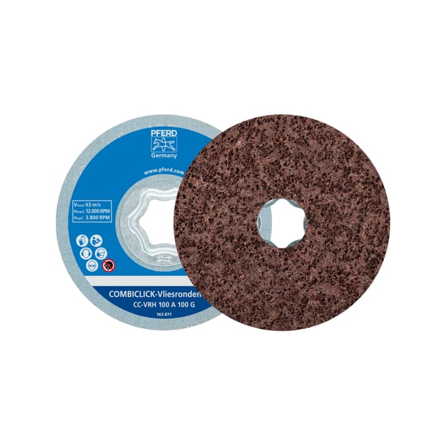 COMBICLICK harte Vliesronde CC Ø 100mm A100G für Feinschliff und Finish mit Winkelschleifer