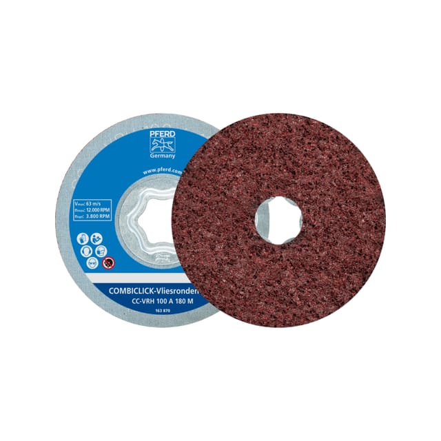 COMBICLICK harte Vliesronde CC Ø 100mm A180M für Feinschliff und Finish mit Winkelschleifer