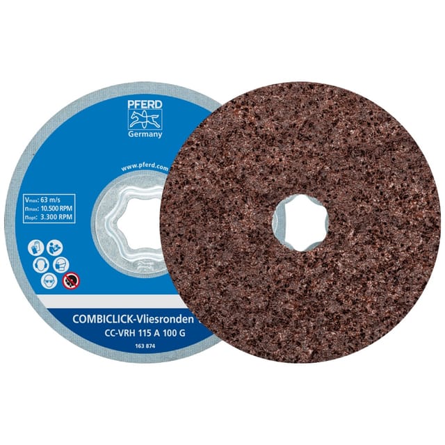 COMBICLICK harte Vliesronde CC Ø 115 mm A100G für Feinschliff und Finish mit Winkelschleifer