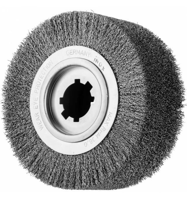 Entgratbürste ungezopft RBU Ø 250x100x50,8 mm Bohrung Edelstahl-Draht-Ø 0,50mm stationär