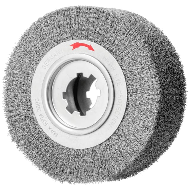 Entgratbürste ungezopft RBU Ø 250x100x50,8 mm Bohrung Stahl-Draht-Ø 0,35 mm stationär