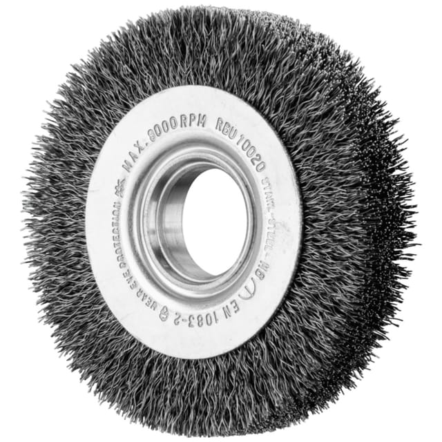POS Rundbürste breit ungezopft RBU Ø100x20xvariable Bohrung Stahl-Draht-Ø0,30 Schleifbock