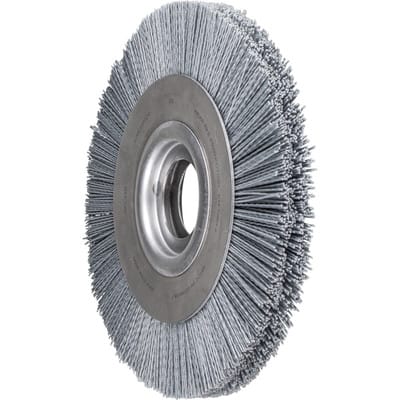 Rundbürste breit ungezopft RBU Ø 250x30xvari. Bohr. SiC-Filament-Ø 1,10mm Korn 120 Schleifbock