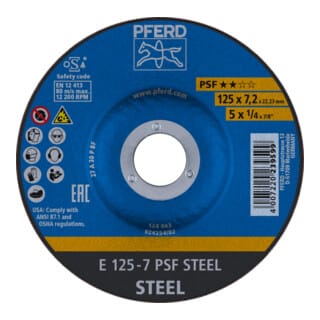 Schruppscheibe E 125x7,2x22,23 mm Universallinie PSF STEEL für Stahl