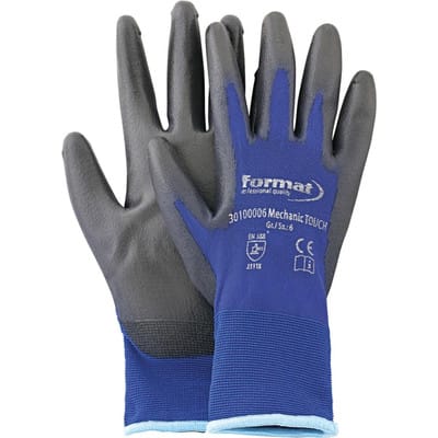 Handschuh MechanicTouch, blau/schwarz,,Größe 6
