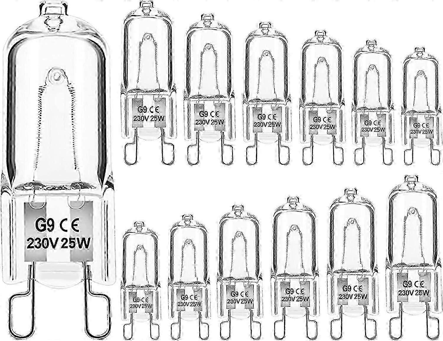 12er-pack G9-halogenkapsel, Leichte Dimmbare Glühbirne, 25 W, 230 V, Warmweiß, Für Backofen, Mikrowelle, Herd, Deckenleuchten [energieklasse G]