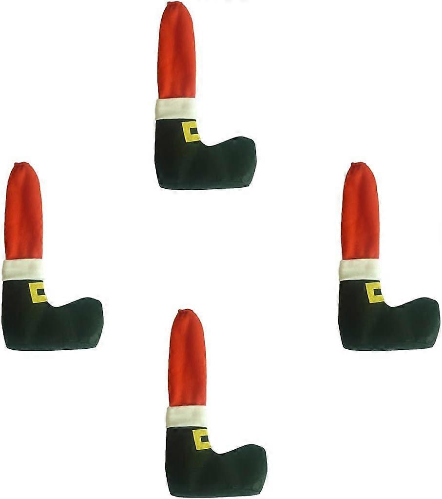 Set Mit 4 Tischbeinschonern Mit Weihnachtsmann Und Elf – Originelle, Langlebige Und Praktische Weihnachts-tischdekoration