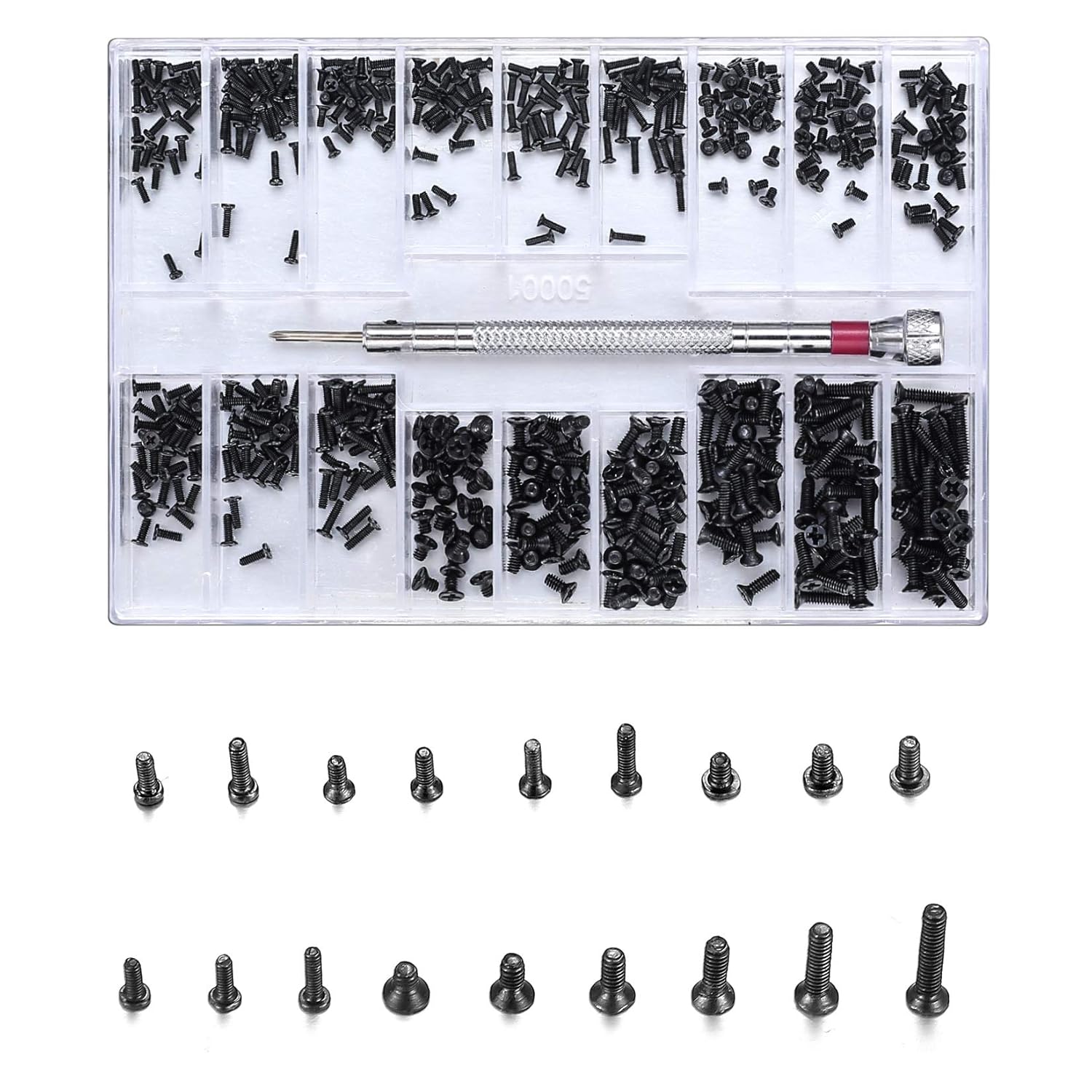 500 Stück Mikro-reparaturschrauben, Sortimentssatz Aus Edelstahl Mit Mini-bohrschrauben, Elektronische Bohrschrauben Für Brillen, Laptops, Schmuck, Uhrenreparatur, Mit Schraubendreher