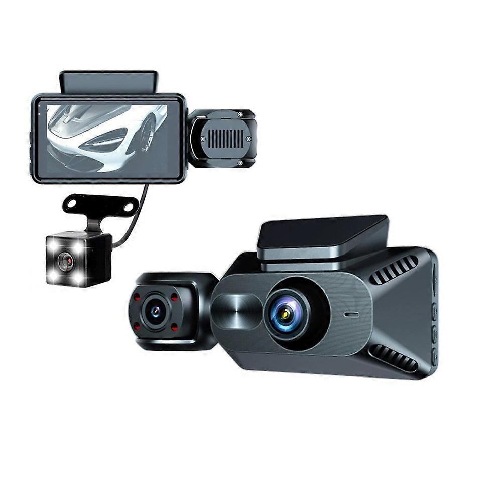 1080p-dashcam Mit Wlan, 3 Kanälen, Nachtsicht, Loop-aufnahme, Innen- Und Außensicht, Nachtsicht Und Loop-videoaufzeichnung.