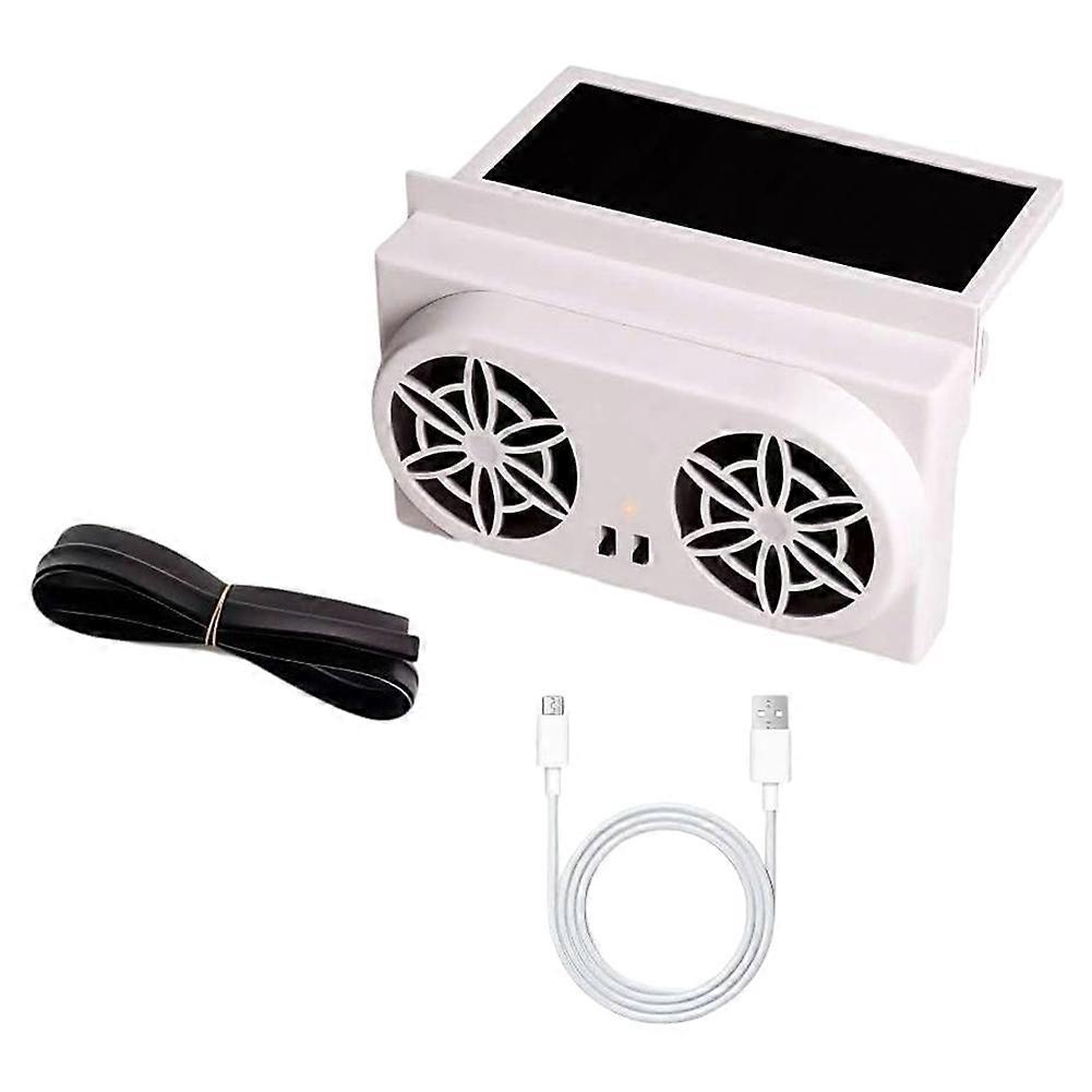 Solarbetriebener Autoventilator, Dual-mode-usb Und Solar-luftabsaugung Mit Verstellbarem Panel Für Luftzirkulation Und Wärmereduzierung