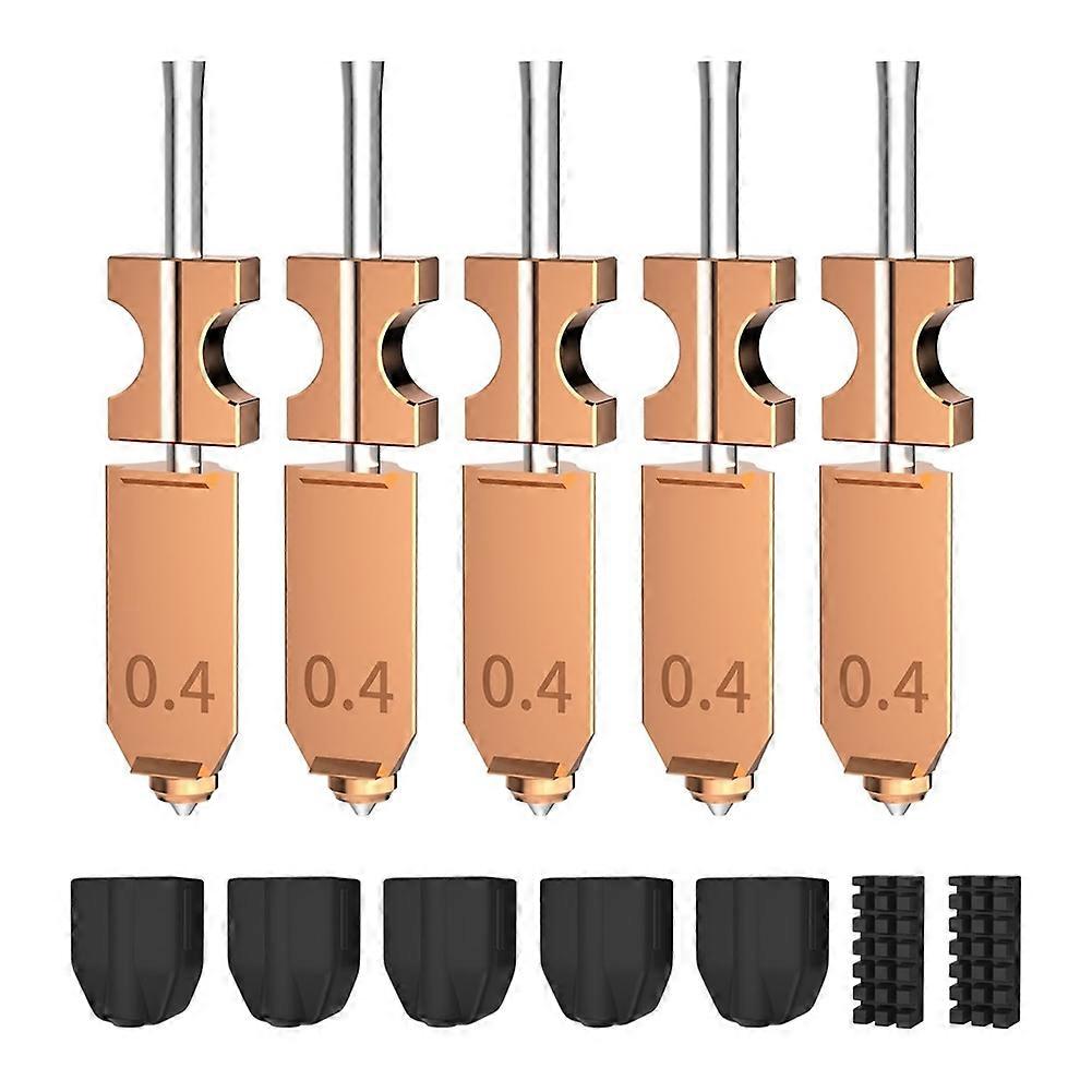 Verbessertes 0,4-mm-druckkopf-kit Für Flashforge Ad5x, Einschließlich 5 Integrierten 0,4-mm-düsen, 5 Silikonkappen Und 2 Düsenbürsten.