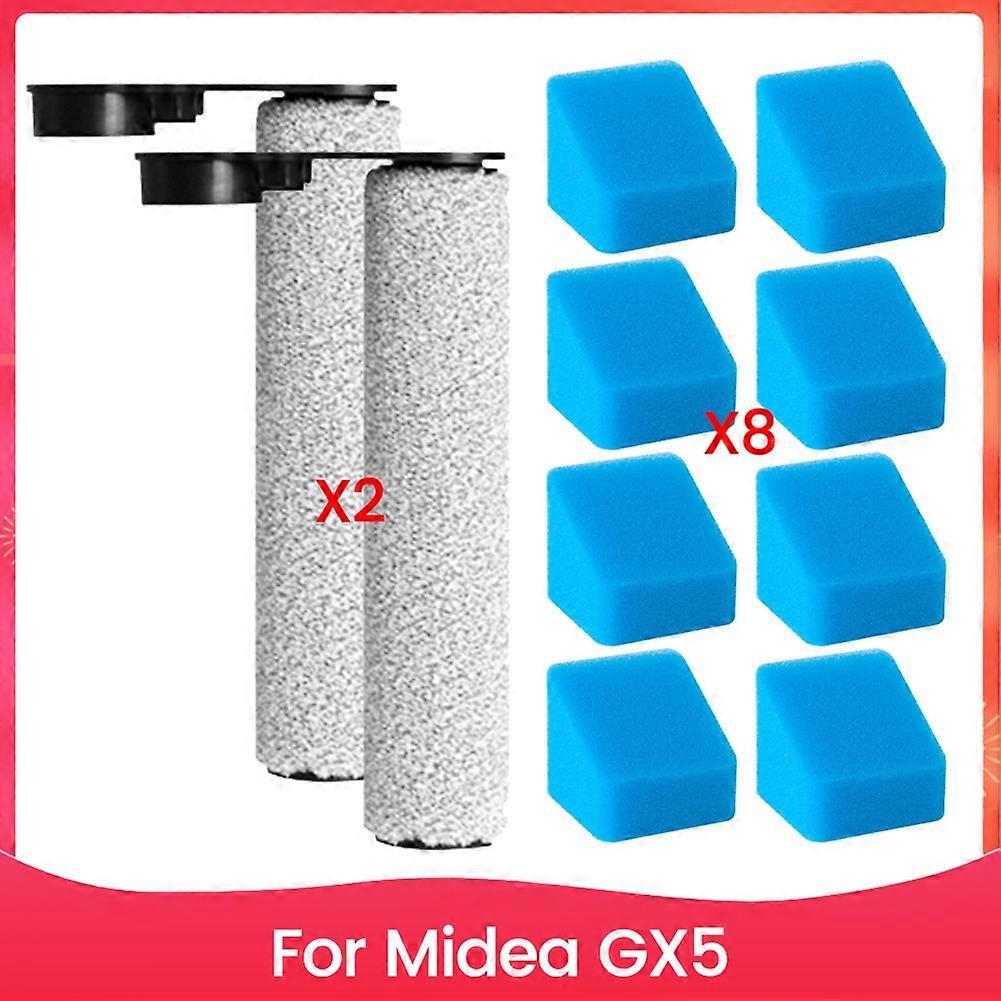 Packung Mit 10 Ersatzteilen Für Midea Gx5 Bodenreiniger: Zubehör, Hauptwalze, Bürste, Filter Und Schwamm.