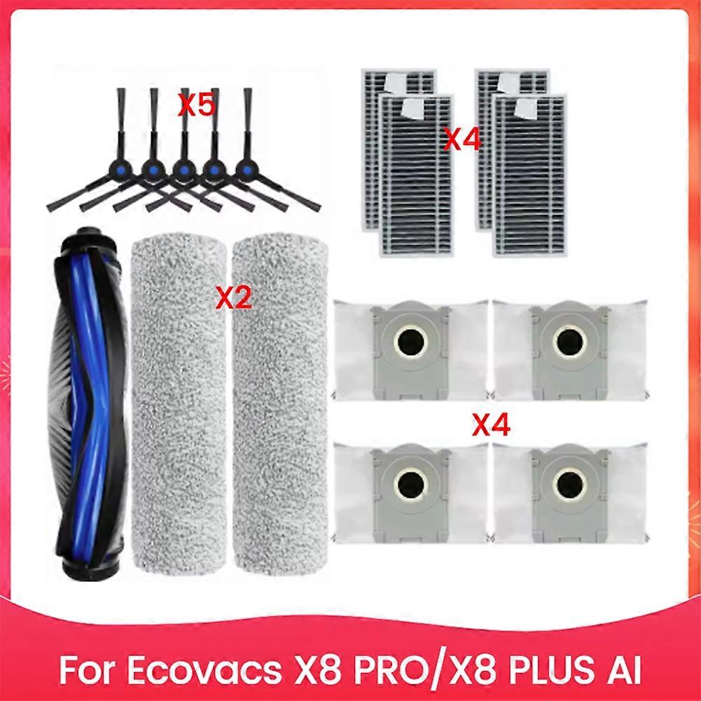 16-teiliges Set Inklusive Bürste, Staubbeutel Und Filter Für Ecovacs X8 Pro X8 Plus Ai Staubsauger – Ersatzteile