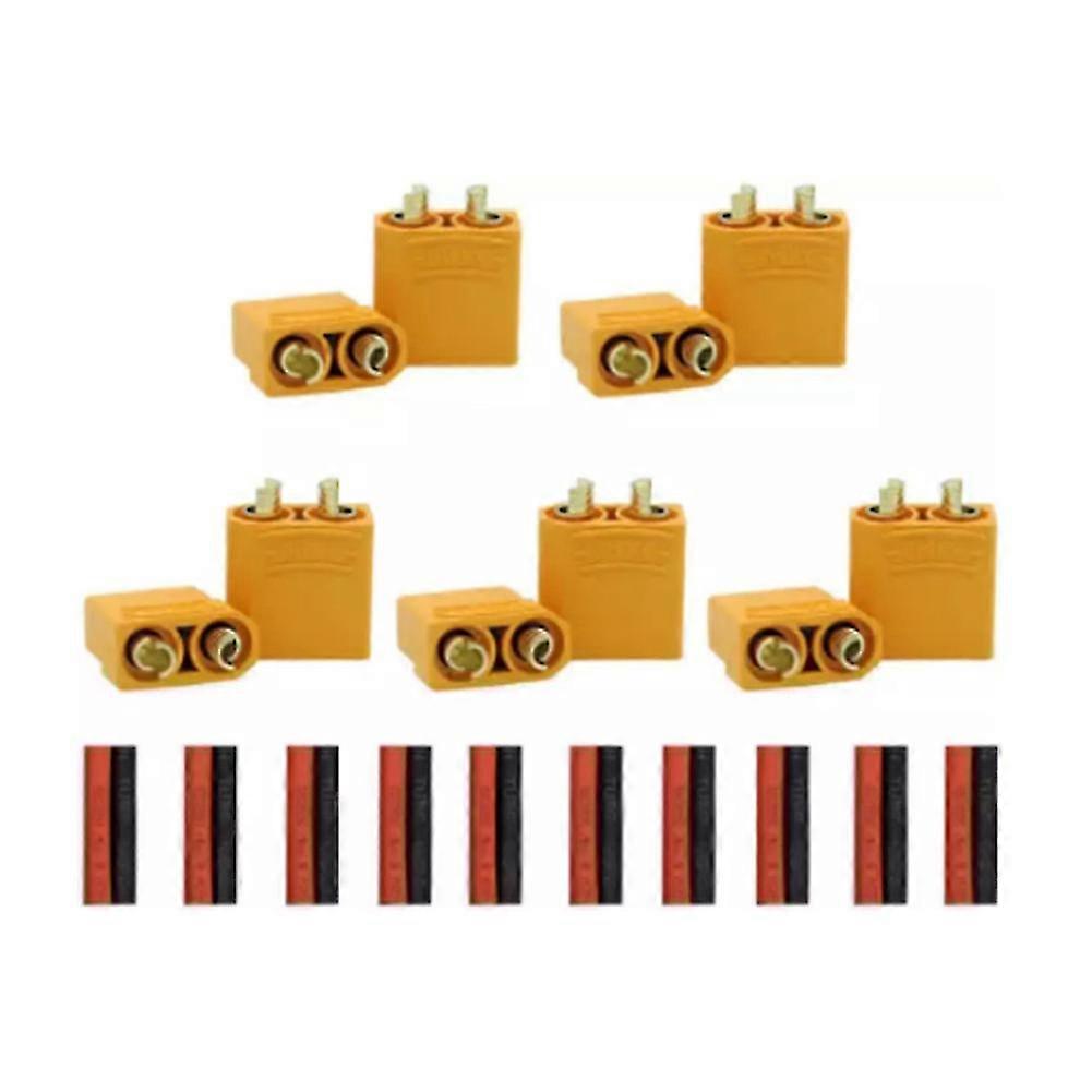 5 Paar Xt90-stecker Und -buchsen Für Hochleistungs-rc-lipo-akkus, Vergoldeter Bananen-pl-stecker