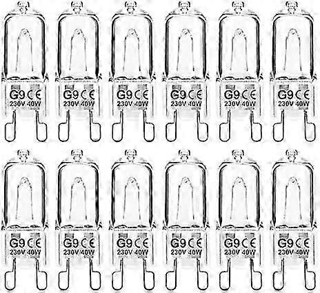 G9-halogenlampen, 40 W, 2700 K, Warmweiß, 230 V, Dimmbare Kapsellampen, Flimmerfrei, 12er-pack