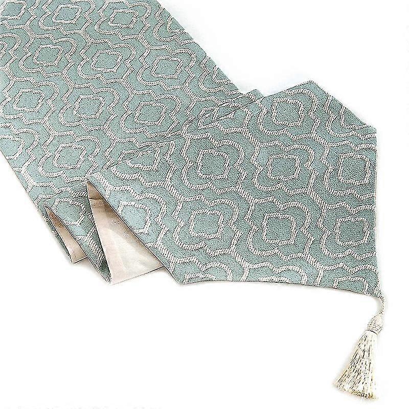 Türkiser Tischläufer 48 Zoll, Jacquard-bettläufer Mit Quasten, Kommodenschärpe Für Zuhause, Party, Hochzeit