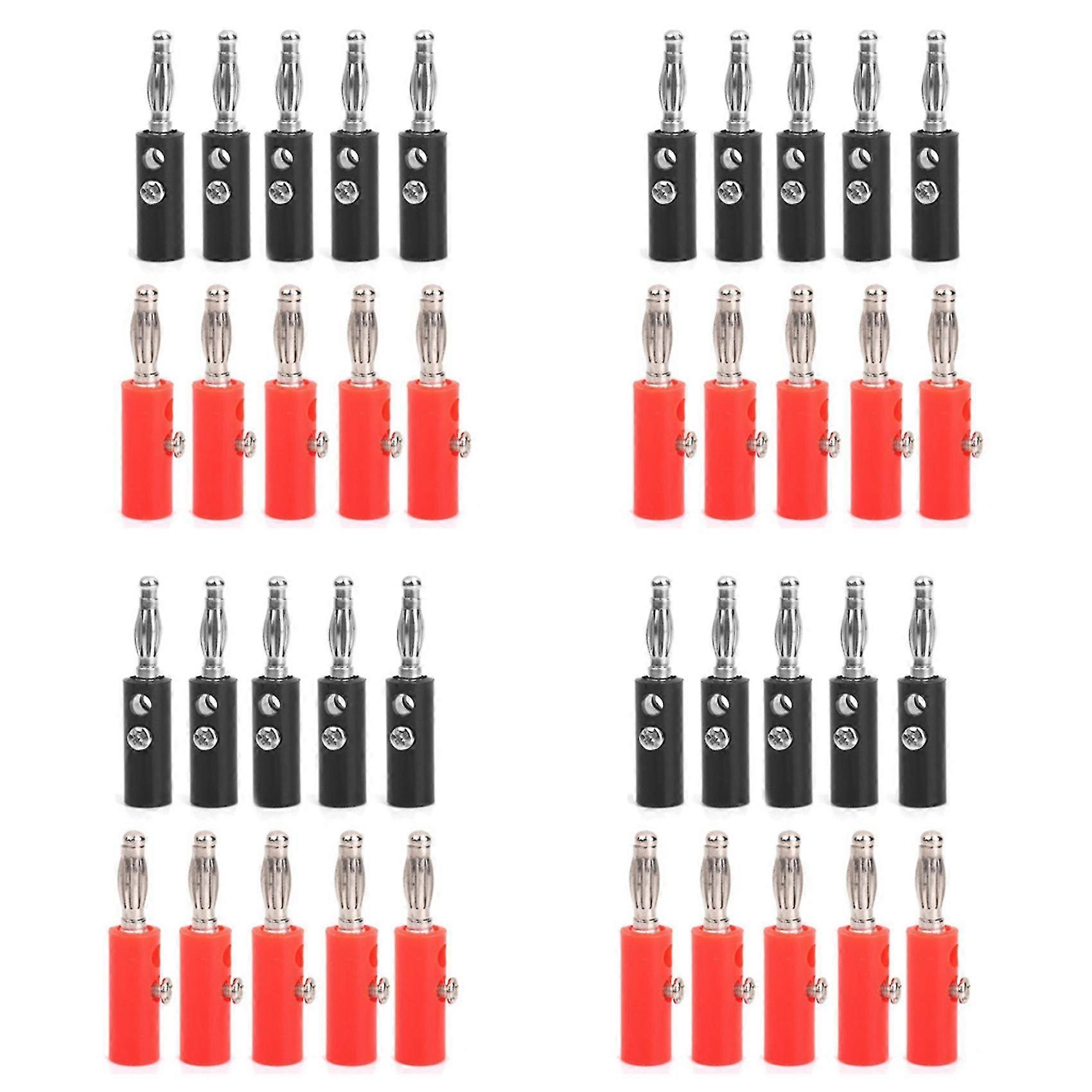 4 Mm Isolierte Bananenstecker, Klinkenstecker, Neu, 40 Stück, Rot + Schwarz