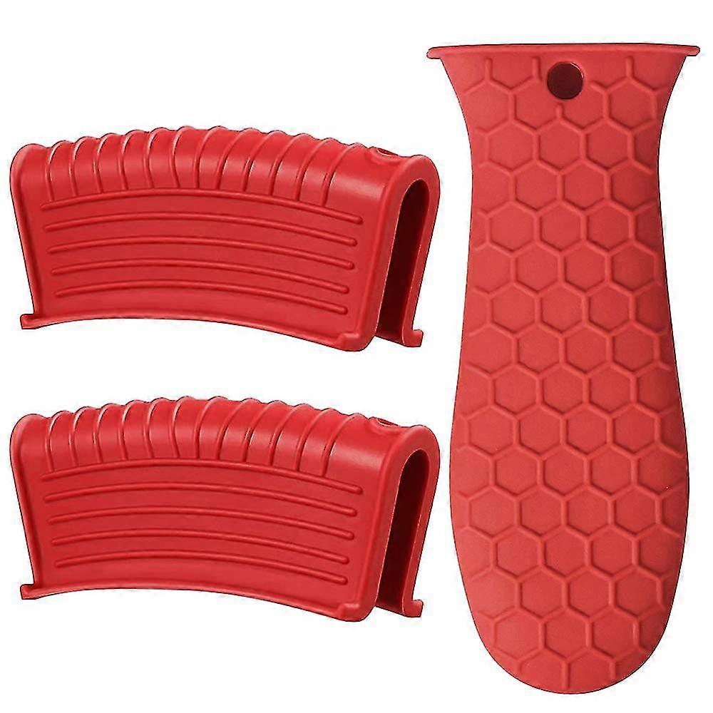 3er-pack Silikon-heißgriffhalter Hilfsgriffhalter Gusseisen-pfannengriffabdeckung Topfhülse Gr