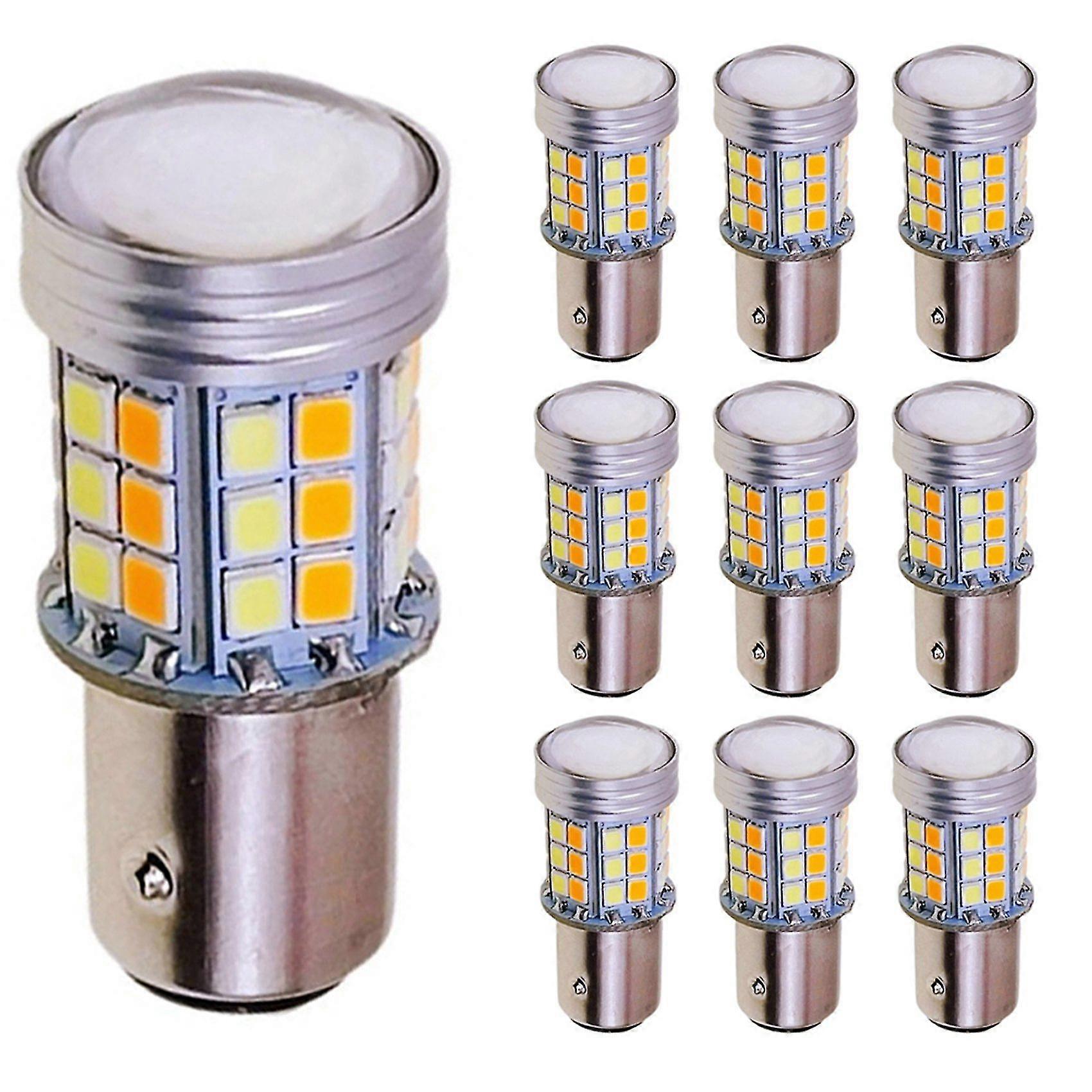 10 Stück Led-birne Dual Color Light 1157 Bay15d P21/5w Auto-blinkerlampe Weiß + Gelb