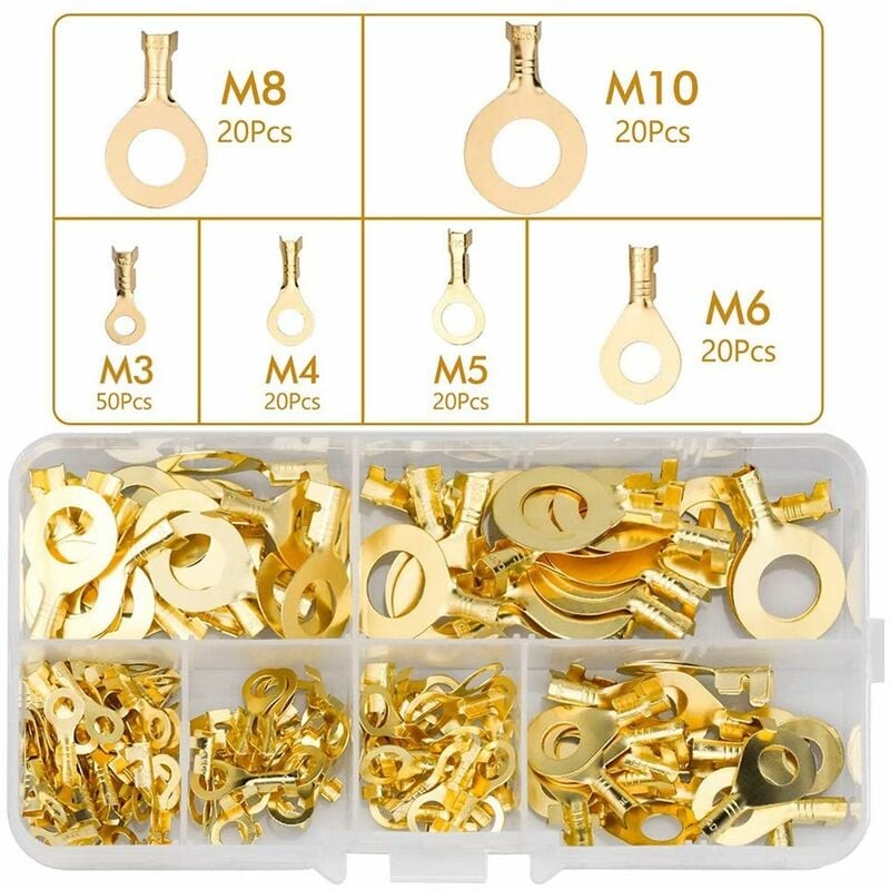 Elektrische Kabelschuhe Ösen-crimp-anschlussklemmen Messingring-kabelschuhe Ösenloch Kupferdraht-crimp-anschluss-kabelschuhe-kit