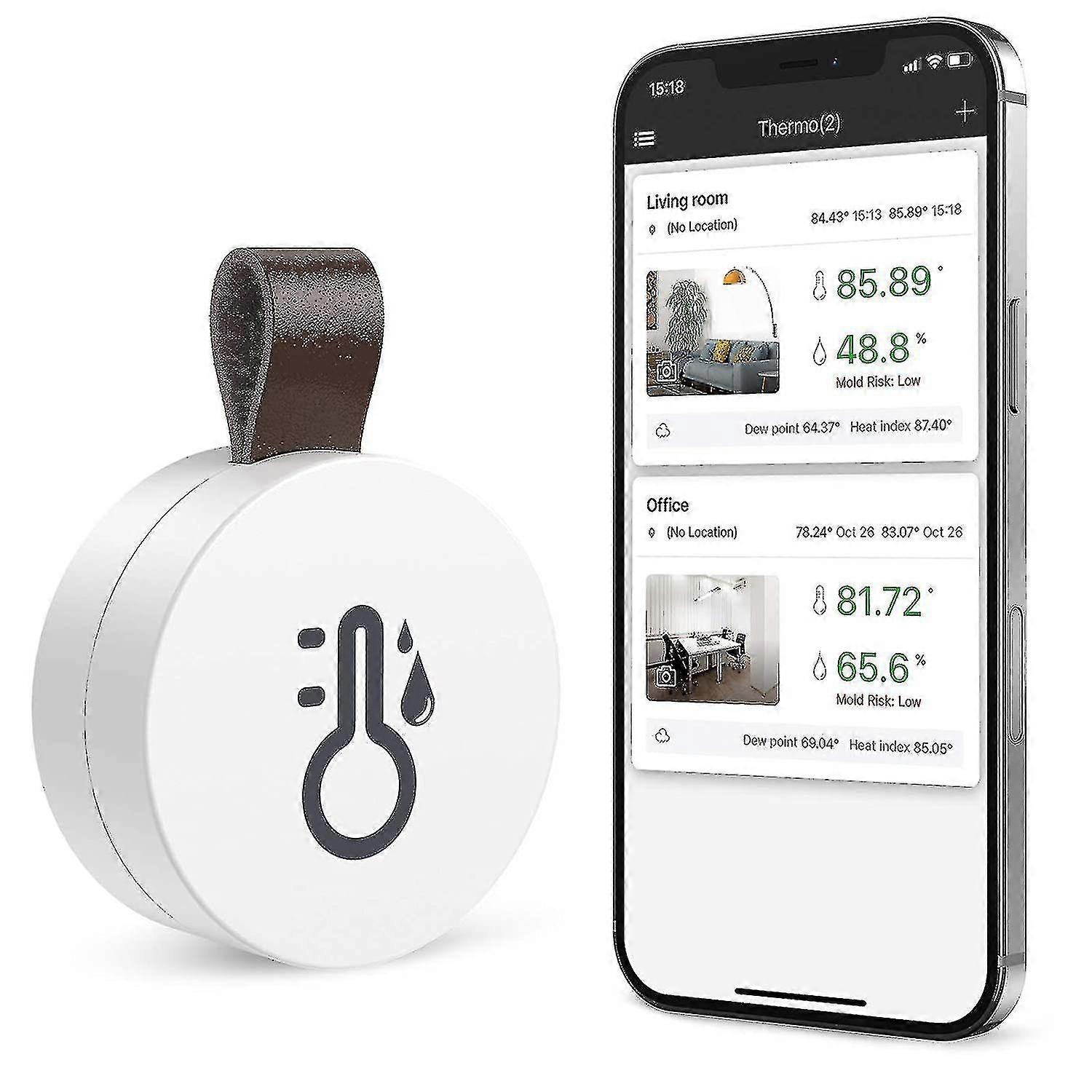 Drahtloses Thermometer-hygrometer, Oria Mini Bluetooth 5.0 Luftfeuchtigkeits-temperatursensor Mit Datenexport Und Warnungen