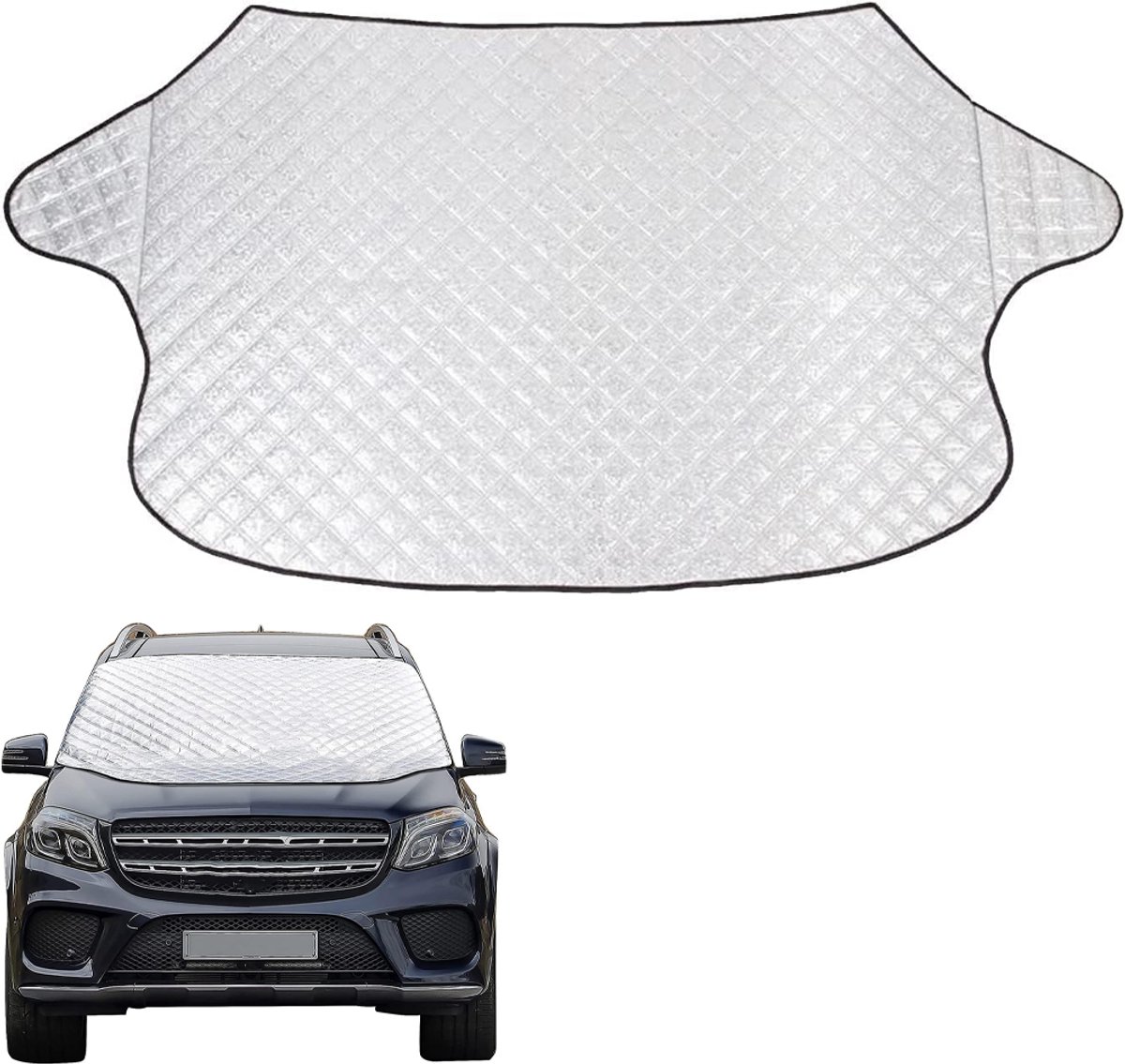Frostschutzmatte Für Die Windschutzscheibe - 178 X 97 Cm - Windschutzscheibenabdeckung - Frostschutzdecke Für Autos - Polyester - Eisdecke Für Autos - Geeignet Für Die Meisten Pkw Und Suvs - Silber
