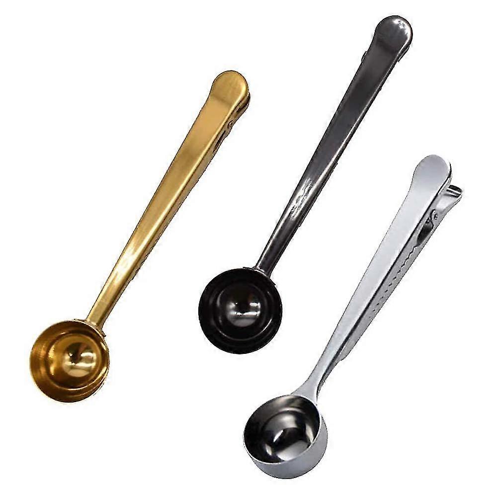 Kaffee-messlöffel-verschlussclip, 3er-pack, Langer Griff, Edelstahl-kaffeelöffel, Verschlussclip 2