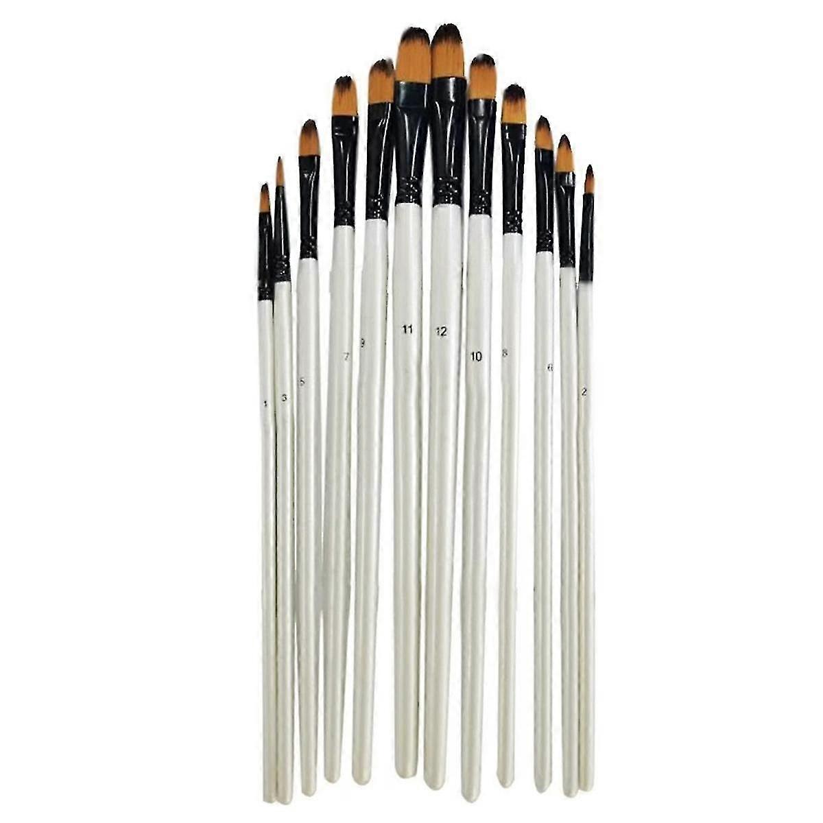 Künstler-aquarellpinsel, 12-teiliges Perlweißes Pinselset Mit Gebogenem Kopf, Professionelles Malpinselset