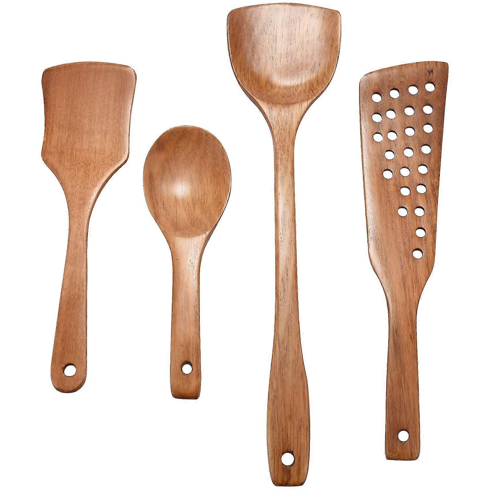Küchenutensilien Aus Holz Zum Kochen, Antihaftbeschichtete Holzspatel, Löffel, Kochutensilien, Langlebig, 4 Stück