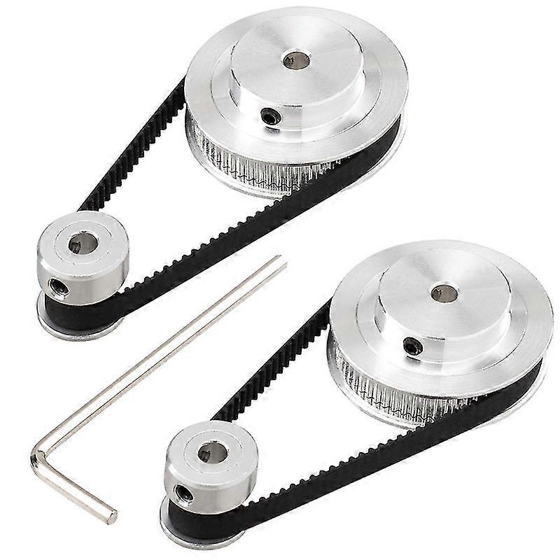 2 Kit Gt2 Synchronrad 20 Und 60 Zähne 5 Mm Bohrung, Aluminium-zahnriemenscheibe Mit 2 Stück Länge 200 Mm Breit
