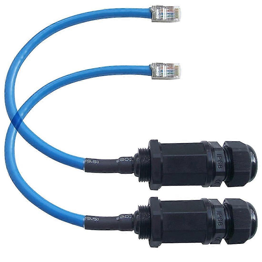 2 Stück M22 Rj45 Wasserdichter Cat5/5e/6 8p8c Stecker Ip67 Ethernet Lan Kabel Stecker Doppelkopf Weiß