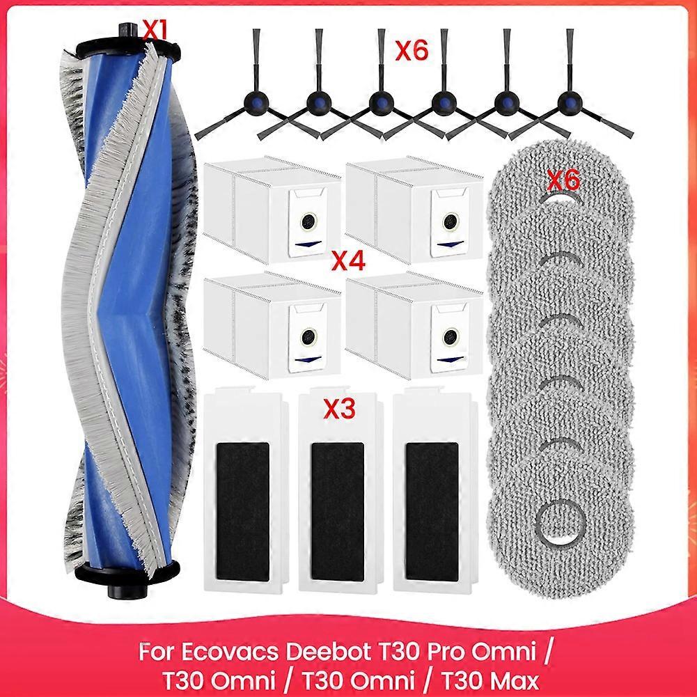 Für Ecovacs Deebot T30 Pro Omni / T30 Omni / T30 Omni / T30 Max Staubsauger: Hauptseitenbürste, Hepa-filter, Reinigungstuch, Staubbeutel