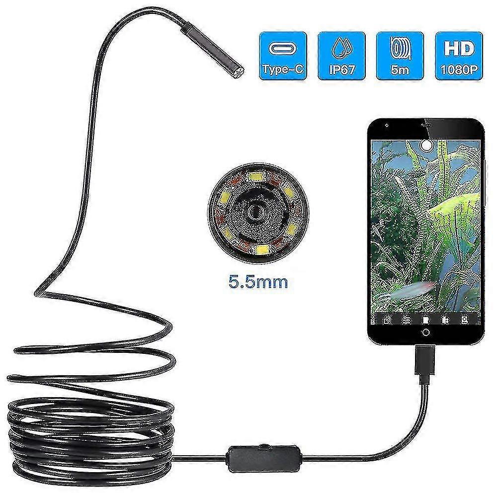 3-in-1-usb-endoskop, Endoskop, 5,5 Mm, Ultradünn, Wasserdicht, Inspektionsschlangenkamera, Micro-usb Und Typ C