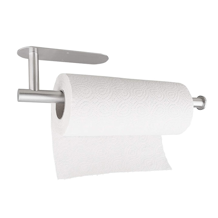 Wandmontierbarer Küchenrollenhalter Für Papierhandtücher, Freebiz®, Edelstahl, 33,6 X 8,3 Cm, Silber