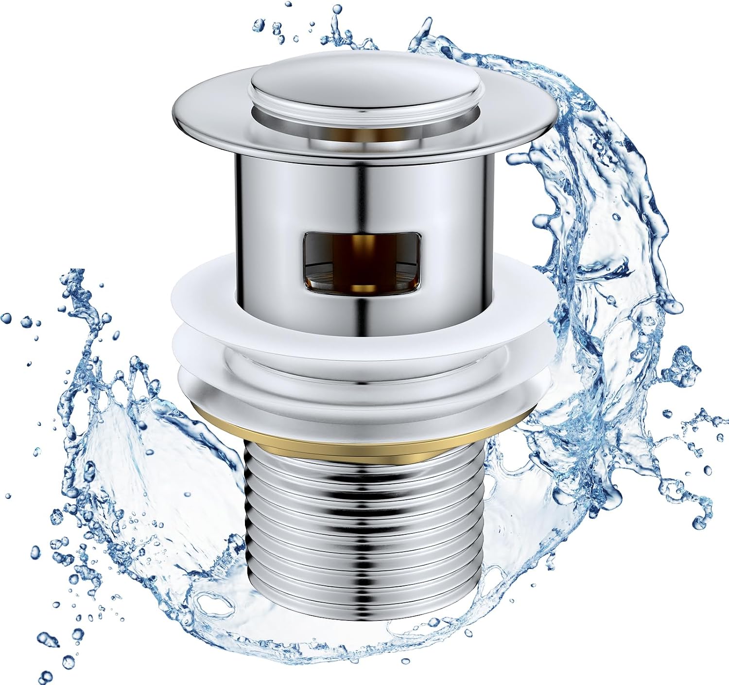 Waschbeckenstöpsel Mit Überlauf, Pop Up Waschbeckenstöpsel Universal, Abwischbarer Und Überlaufsicherer Waschbeckenstöpsel In Chrom Messing G 11/4 Für Badezimmer Waschbecken Mit Universal, Kleine Abde