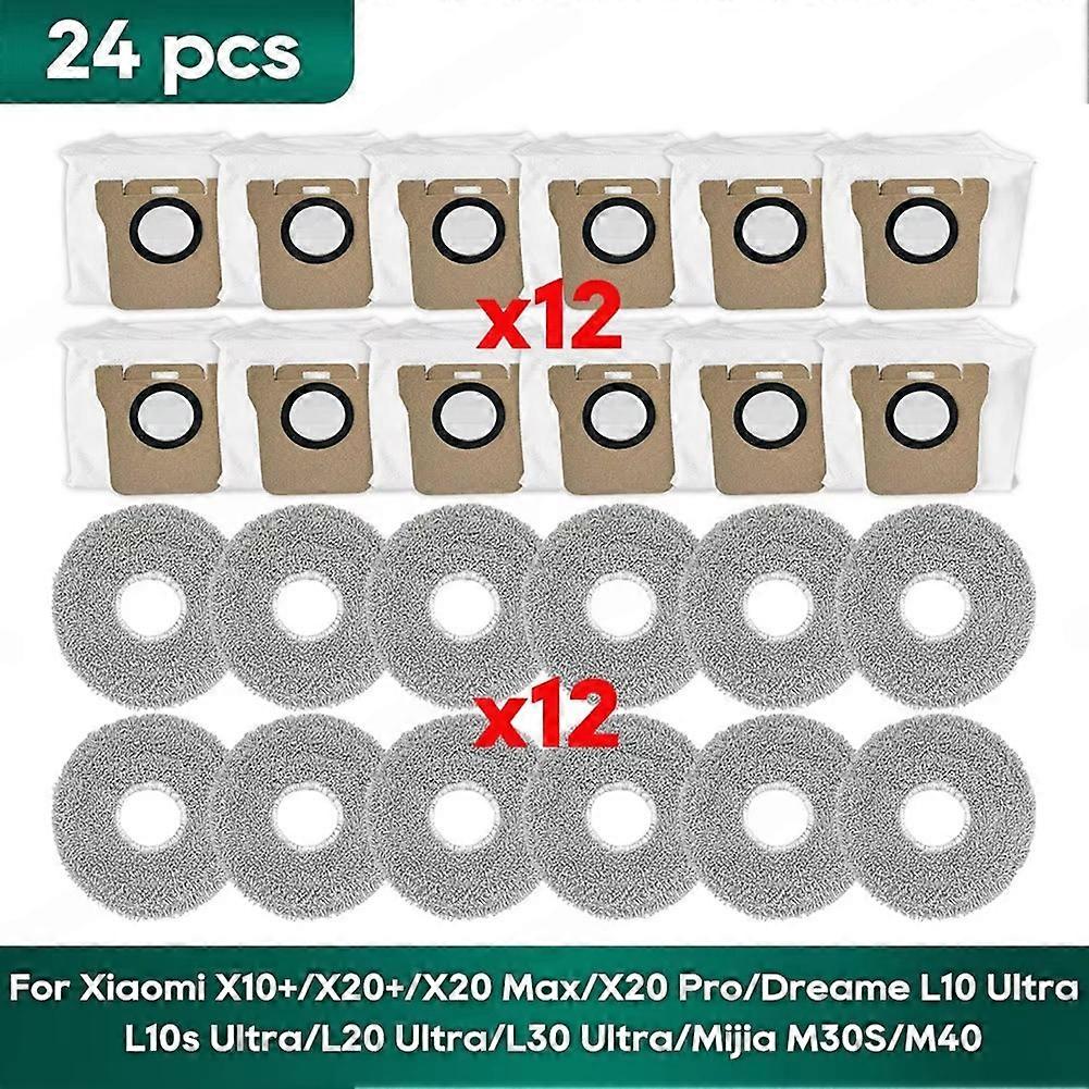 Mopp-staubbeutel, Kompatibel Mit Xiaomi X20 Plus / X20 Max / X10+, Für Dreame L10 Ultra / L20 Ultra / L30 Ultra, Mijia M30s / M40 (24 Stück)