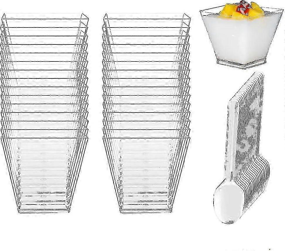 50 Stück Dessertschalen Aus Kunststoff Mit Löffeln (60 Ml) Für Zuhause Und Partys