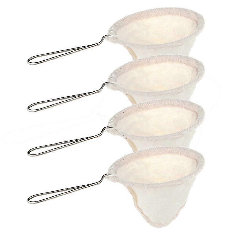 Set Aus 4 Wiederverwendbaren Flanell-kaffeefiltern Mit Griff, Handgefertigt