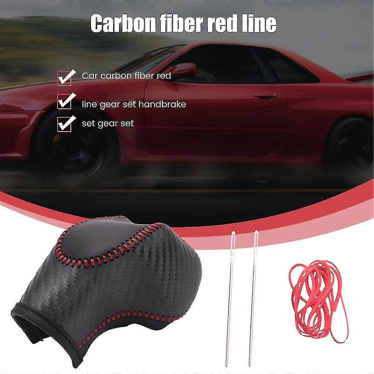 2 Stück Carbon Look Red Pu Schaltknauf Abdeckung Für Ecosport Escape//c-max Energi Wagon/fiest