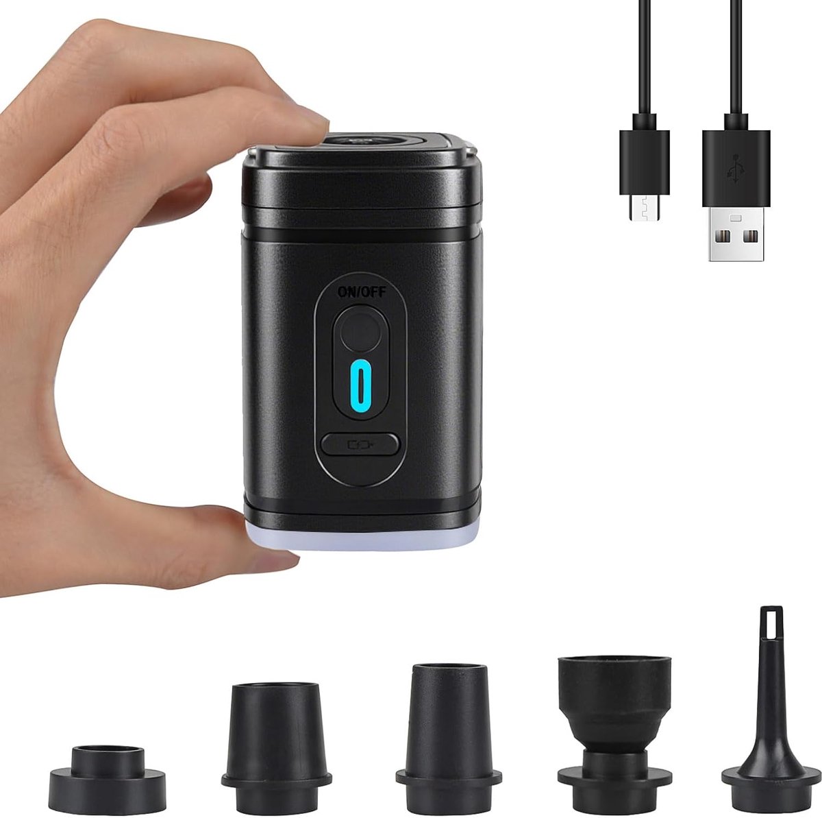 Elektrische Luftpumpe - 2400 Mah - Wiederaufladbare Elektrische Pumpe - Ultraleichte, Tragbare Luftpumpe - Für Aufblasbare Pools, Luftmatratzen, Schwimmringe Und Vakuumbeutel - Schwarz