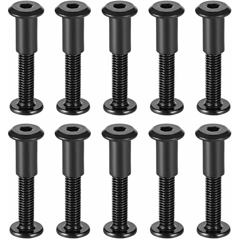 10 Stück 8 Mm Lochdurchmesser Männlich M6 X 35 Mm Gürtelschnalle Leder Befestigungsschrauben Schwarzer Kohlenstoffstahl