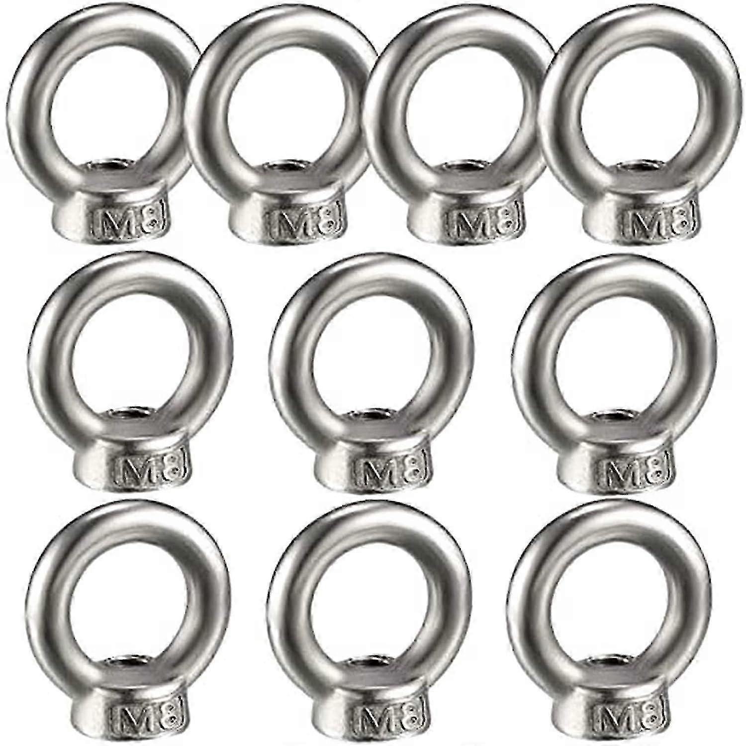 10 Stück Edelstahl-ringmutter, M8-ringschraubenmutter, Hardware-ringschraubenmutter, Innengewindemutter Für Hebezubehör, Oberflächenpolieren, Sil
